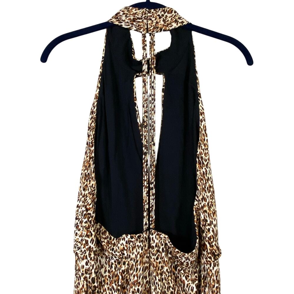 Free People Animal Instincts Cheetah Print Open Back Halter Maxi Dress Size 10 - Picture 6 of 15